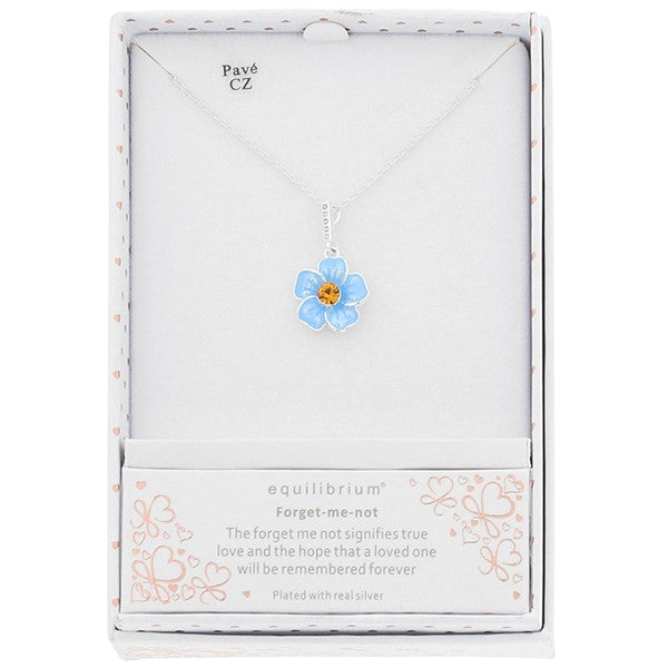 Forget Me Not Silver Plated Dainty Necklace