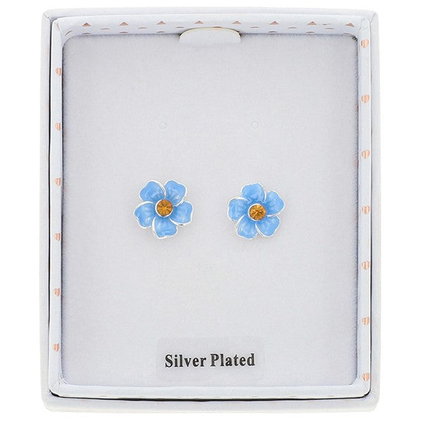 Forget Me Not Silver Plated Dainty Earrings