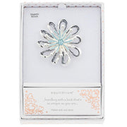 Equilibrium Vibrant Daisy Magnetic Brooch in silver plated finish presented in Equilibrium gift box