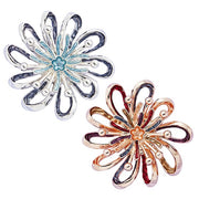  Equilibrium Vibrant Daisy Magnetic Brooch shown side by side in silver plated and rose gold plated finishes