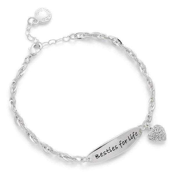 Sparkle Heart Silver Plated Message Bracelet