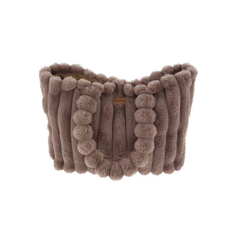 Faux Fur Striped Tote Mink