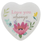 Love You Always variant image: Bright Blooms heart-shaped ceramic pocket token - Love You Always floral design