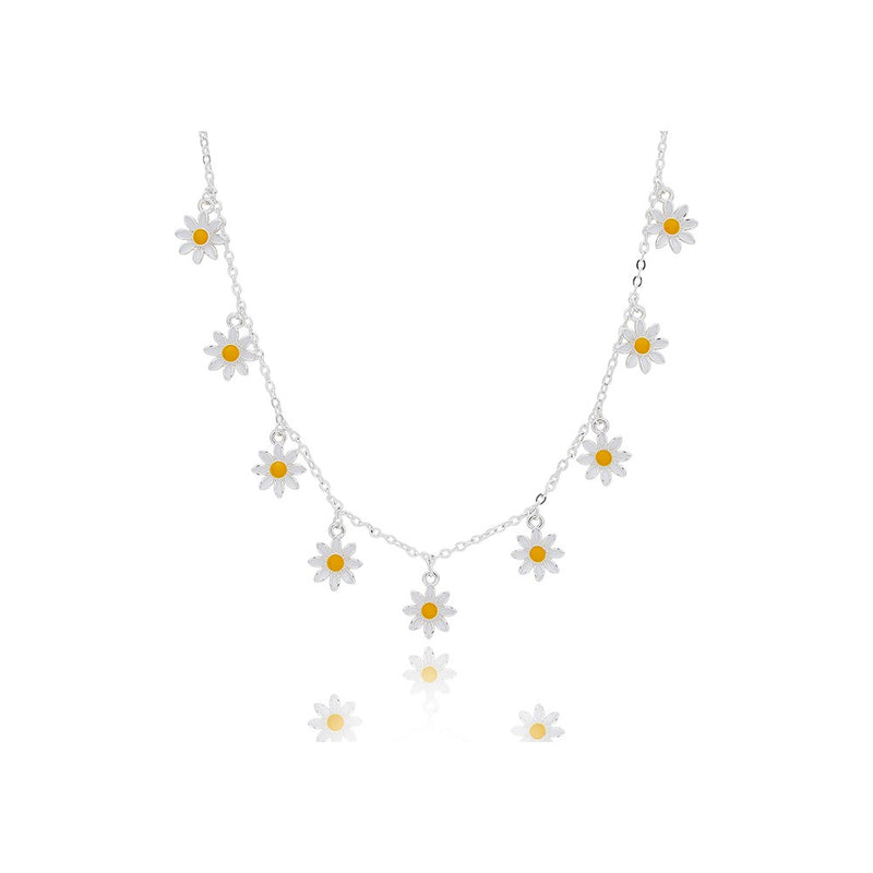 Daisy Chain Ditsy Daisies Silver Plated Necklace