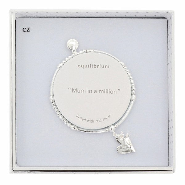Floral Sentiment Silver Plated Bracelet Mum