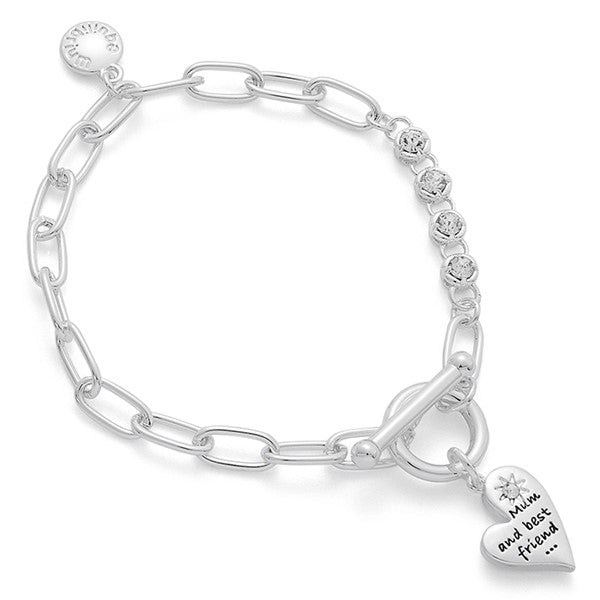 Elegant Heart Silver Plated Bracelet Mum