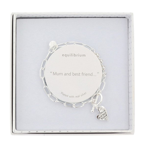 Elegant Heart Silver Plated Bracelet Mum