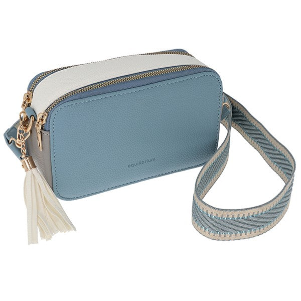 Equilibrium - Tri Colour Crossbody Bag Teal Grey