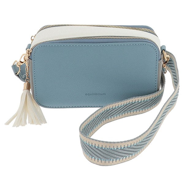 Equilibrium - Tri Colour Crossbody Bag Teal Grey