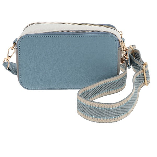 Equilibrium - Tri Colour Crossbody Bag Teal Grey