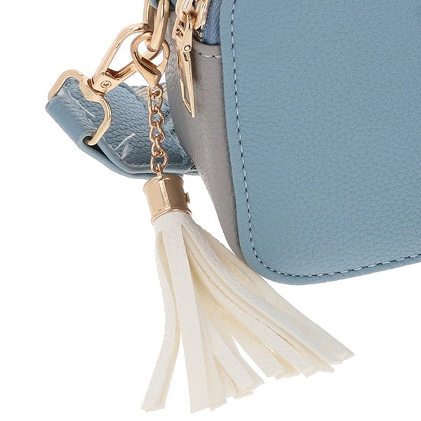 Equilibrium - Tri Colour Crossbody Bag Teal Grey
