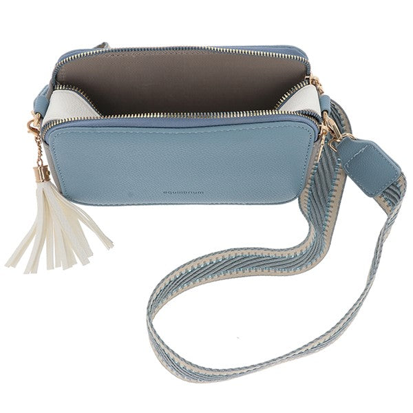 Equilibrium - Tri Colour Crossbody Bag Teal Grey