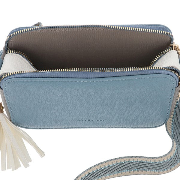 Equilibrium - Tri Colour Crossbody Bag Teal Grey
