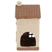 Rear view of Village Pottery pizzeria tea light holder showing cut-out arch for tea light access
