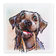Ceramistone Black Labrador coaster with raised tube-lined artwork designed by a British artist, 10x10cm with cork backing