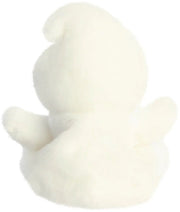 Rear view of Boo the Ghost Palm Pal showing the all-white fluffy body and pointy head