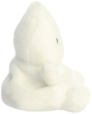 Side view of Boo the Ghost Palm Pal showing the pointy head and fluffy white profile