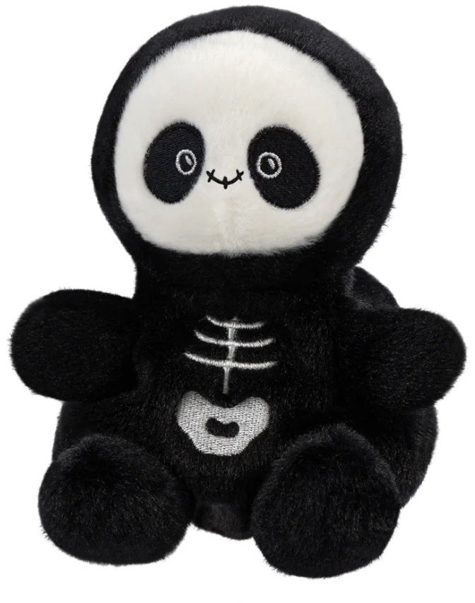 Front view of Skelly the Skeleton Palm Pal showing the skeleton ribcage and heart detail on the chest