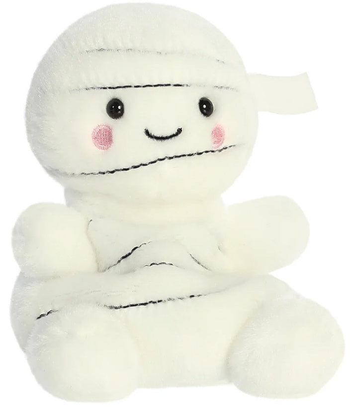 Second front view of Brendan the Mummy Palm Pal showing the full bandage detail and sitting pose