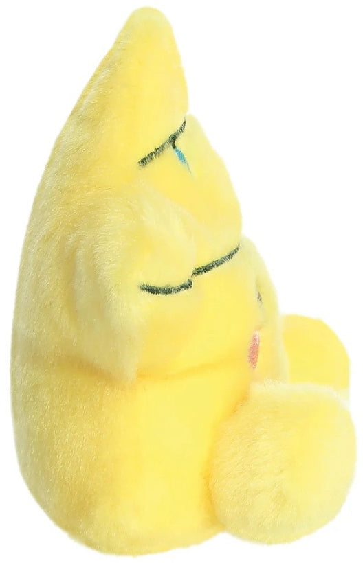Side view of Navi the Star Topper Palm Pal showing the soft yellow star shape and fluffy feet