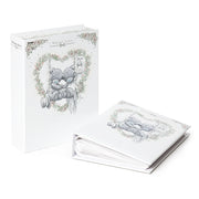 Tatty Teddy wedding photo album and matching box with two teddy characters on a swing and floral illustrations.