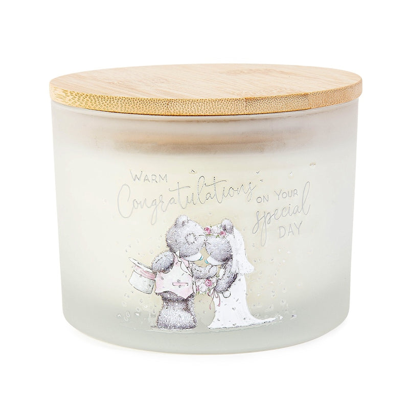 Congratulations wedding candle featuring Me To You Tatty Teddy bride and groom design – Little Monkey Gifts