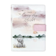 Tatty Teddy journal with “Make Every Day Count” wording, landscape illustration and closure tab.