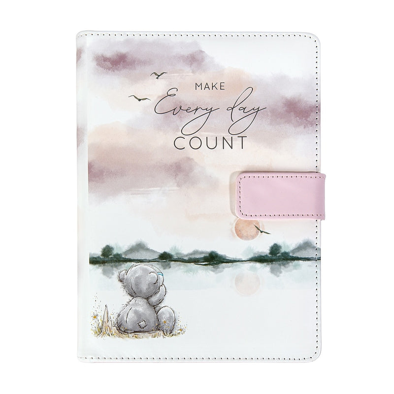 Tatty Teddy journal with “Make Every Day Count” wording, landscape illustration and closure tab.