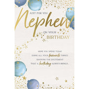 Nephew birthday card with colourful balloons and stars design, 6x9 inches – Little Monkey Gifts