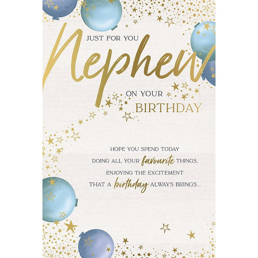Nephew birthday card with colourful balloons and stars design, 6x9 inches – Little Monkey Gifts