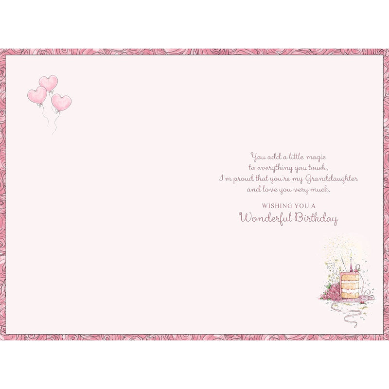 Inside verse of granddaughter birthday card with cake illustration – Little Monkey Gifts