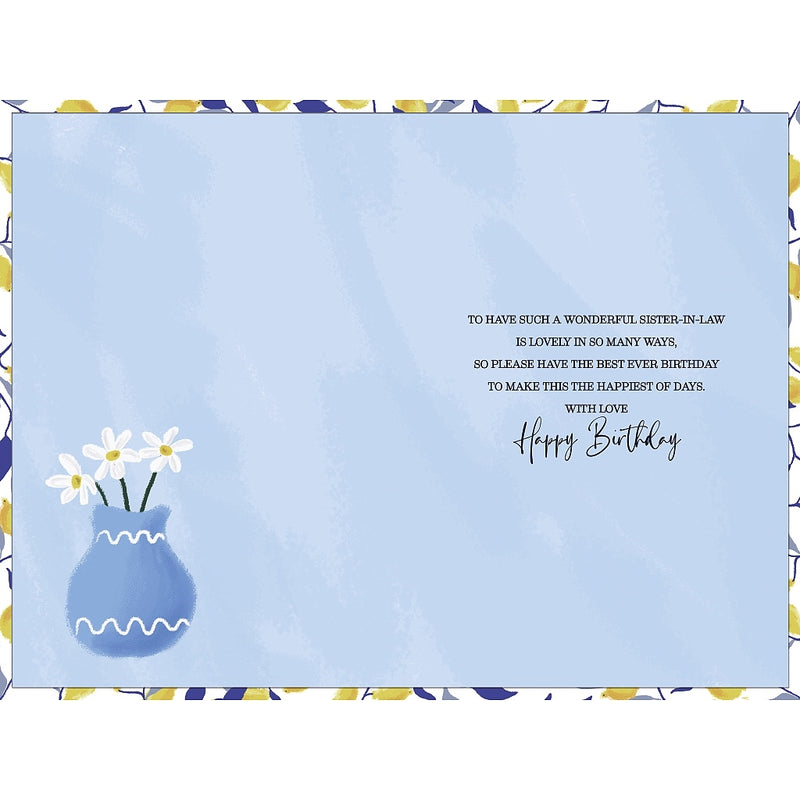Inside verse of sister in law birthday card with lemon and daisy design – Little Monkey Gifts