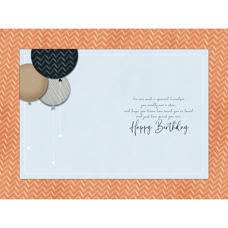 Inside of grandson birthday card with beer and balloons design – Little Monkey Gifts