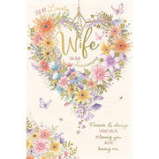 Wife anniversary card with hanging floral heart and butterflies design – Little Monkey Gifts