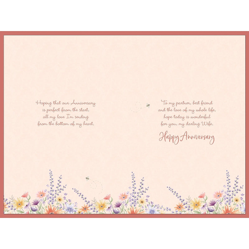 Inside verse of wife anniversary card with floral heart and butterfly design – Little Monkey Gifts