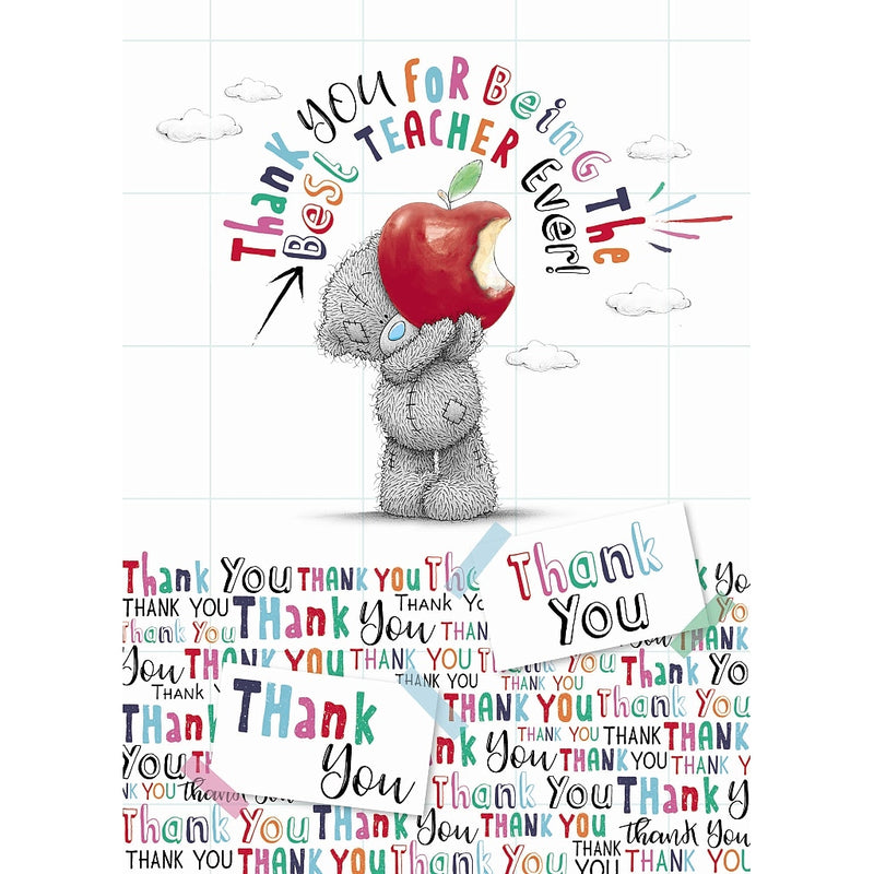 Thank You Teacher card featuring Tatty Teddy holding an apple"