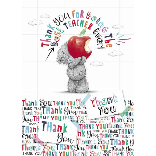 Thank You Teacher card featuring Tatty Teddy holding an apple"