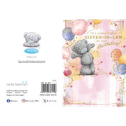 Back of sister in law birthday card showing Tatty Teddy bear with balloons – Little Monkey Gifts