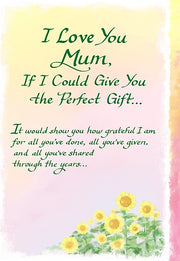 I love you mum sentiment keepsake card, 5x7 inches, perfect for Mother's Day and birthdays