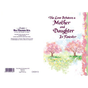 Reverse of mother and daughter sentiment card showing back design, 5x7 inch keepsake