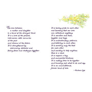 Close-up of heartfelt verse inside mother and daughter sentiment card, 5x7 inch keepsake