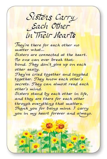 Blue Mountain Arts keepsake wallet card for sister with heartfelt verse, slim and lightweight, fits neatly in a wallet or purse