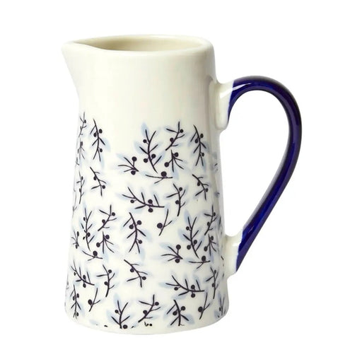Small Leaves bone china jug with wrap-around leaf design, front view on white background