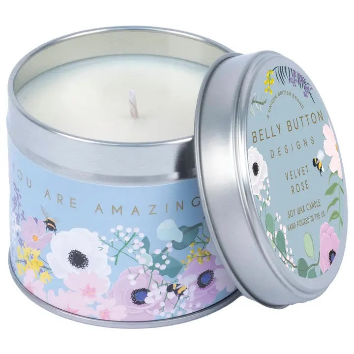 You Are Amazing Velvet Rose scented candle in a decorative gift tin, 195g soy wax — Little Monkey Gifts