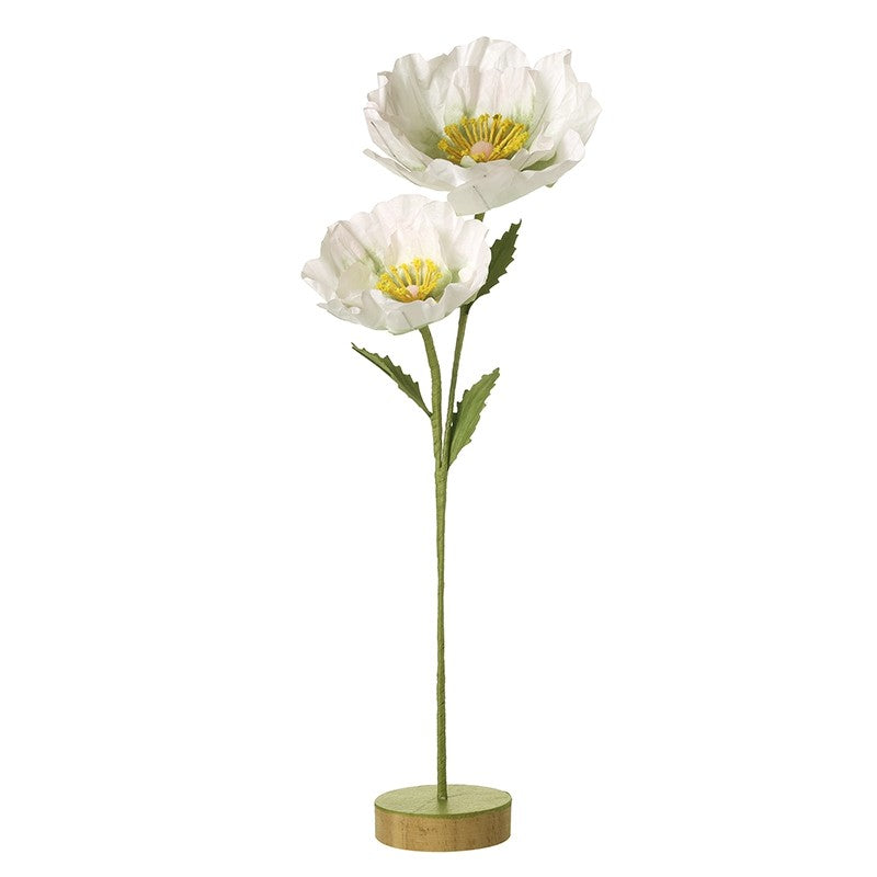 White artificial flower display – 2 stem