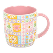 Floral patchwork print ceramic mug – front view