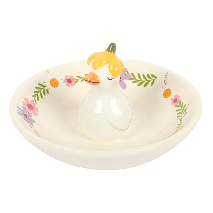 Daisy and duck trinket dish – front view