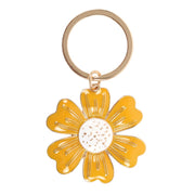 Yellow daisy enamel keyring – front view