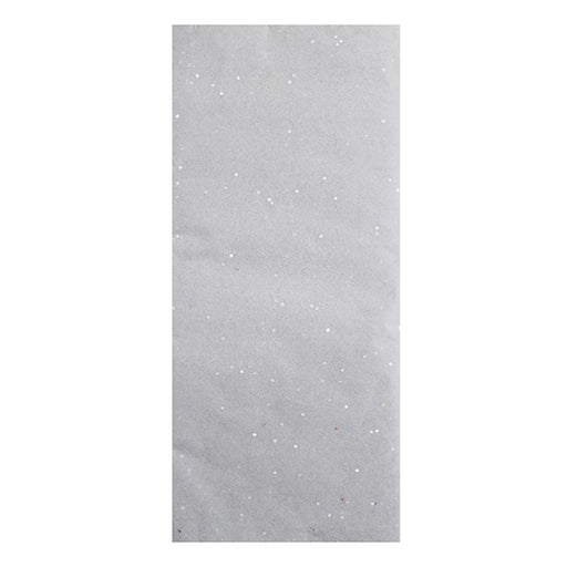 Silver Christmas tissue paper with glitter, shown flat