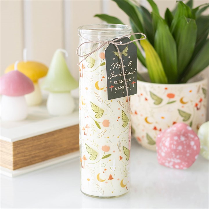 Fairy Folklore print moss and sandalwood tube candle – lifestyle view